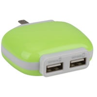 Main product image for Reiko TC100 2A USB Power Adapter 2-Port 5 VDC Green 129-174